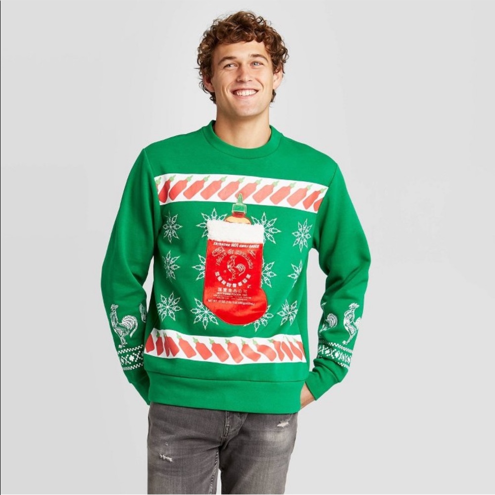 🆕 Men's Sriracha w Pocket Ugly Holiday Sweatshirt
